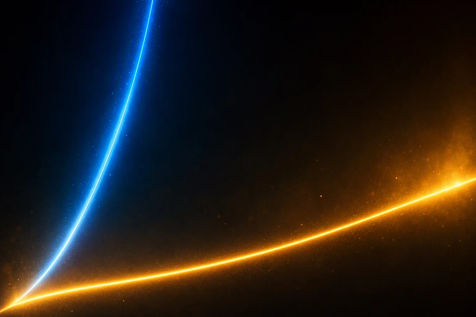 Dos curvas de luz: una ámbar que sube despacio y larga, otra azul que sube casi vertical.